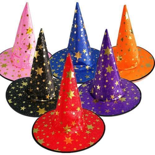 Halloween Hat Child Adult Masquerade Dress Up Bronze Pentagram Magic Witch Hat Witch Hat Halloween Decoration