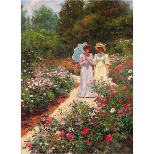June Roses Garden Cross Stitch Kits 14CT Unprinted 11CT Print Crafts For Embroidered Handmade Art Counted Set Wall Home Decor