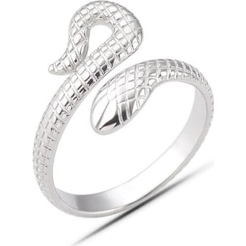 Stainless Steel Retro Silver Color Snake Rings for Women Punk Hip-hop Adjustable Open Mens Ring Personality Index Finger Rings