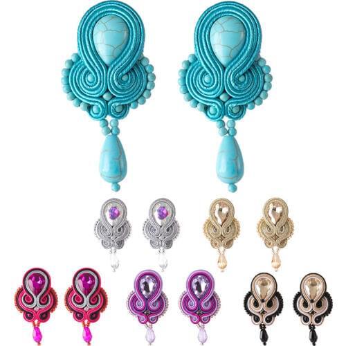 KPacTa Fashion Leather Ladies Earrings Round Long Tassel Jewelry Retro Handmade Big Pendant Earrings Party National Wind Gift