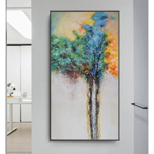 Colorful Abstract Tree Plant Canvas Painting Posters and Prints Quadro Wall Art Picture for Living Room Cuadros Home Decoration