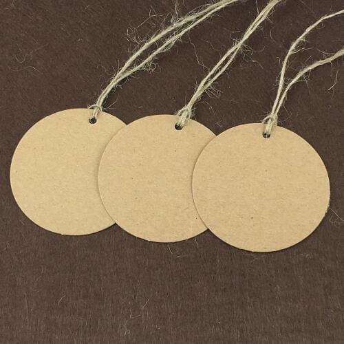 Diameter 6cm Round Kraft Paper Blank Gift Price Hang Tags Wedding Party Favor Cards Packaging Labels 200PCS Tags+200PCS Strings