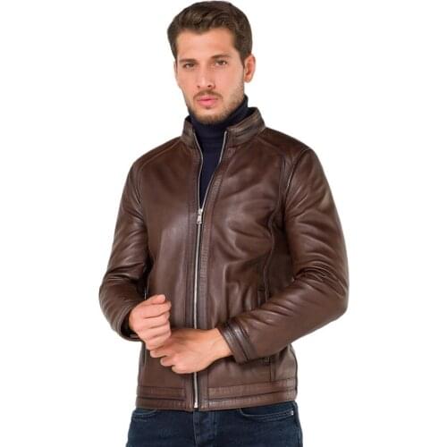 Genuine Leather Original Dark Brown Mens Leather Jacket мужская куртка