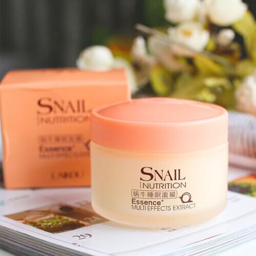 Sleeping Mask Snail Essence Rose Leaf Shea Butter Almond Oil Extract Moisturizing Whitening Brightening Unisex Skin care 75g