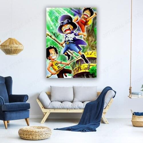 Modular Pictures Wall Art Poster One Piece Sabo Luffy Ace HD Printed Canvas Painting Japanese Anime Home Decoration Living Room