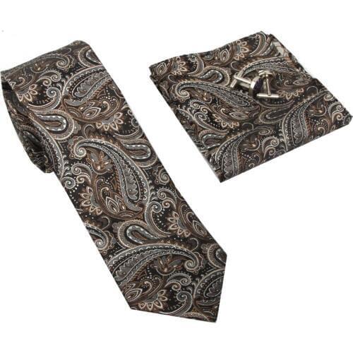 2019 Fashion New Arrival Neck tie set Floral ties for men necktie Pocket square cufflinks Mariage Handkerchief wedding 7cm width