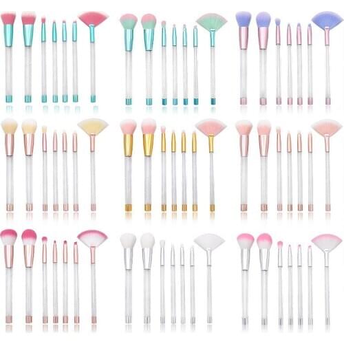 7PCS DIY Makeup Brushes Kit Empty pipe Detachable Beauty Make up Brush set PVC Bag Blush Brush Eyeshadow Concealer Cosmetic Tool