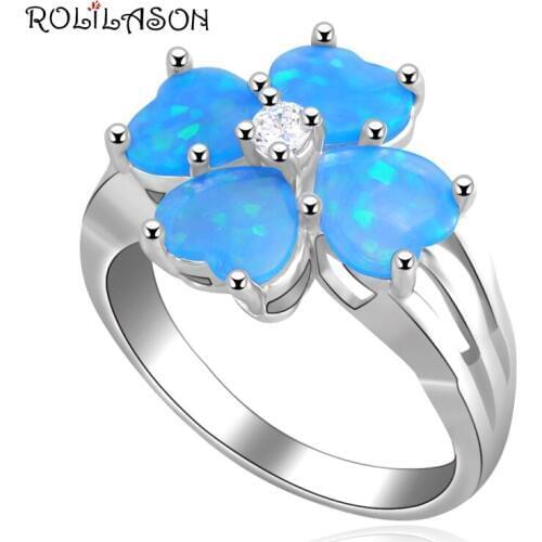 New Amazing Super supplier Blue fire Opal silver plated Rings fashion Women Opal jewelry USA size #6.5 #7.5 OR366