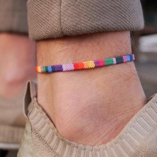 New gay braided rainbow color bracelet love is love gay new foot rope commemorative gift for men and women