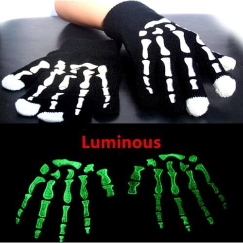 1 Pair Tablet Screen Touch Gloves Luminous Skull Touchscreen Glouves for Apple IPad 12.9 Inch Lcd Tablet Touch Finger Glafs