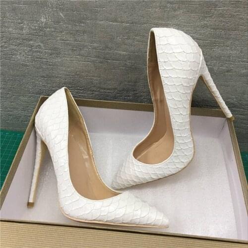 Fashion free shipping women white snake python Leather Poined Toe Stiletto high heel pump HIGH-HEELED SHOES Wedding Shoes