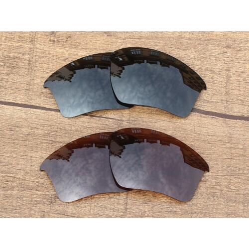 Vonxyz 2 Pairs Stealth Black & Bronze Brown Polarized Replacement Lenses for-Oakley Half Jacket 2.0 XL Frame