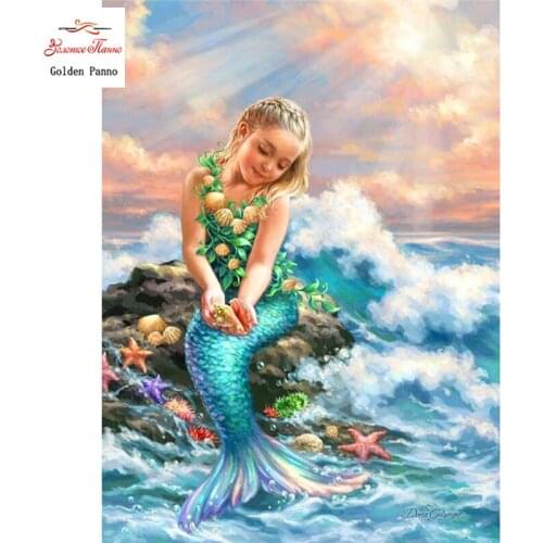 GOLDEN PANNO Diamond Painting Full Square 5D Diy Daimond Embroidery Diamant Mosaic Sale rhinestones pictures Mermaid 03