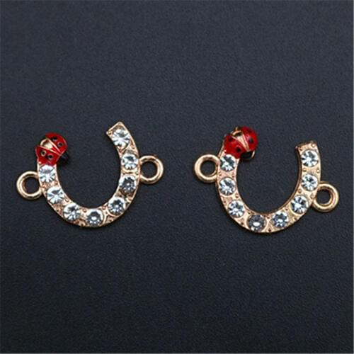 WKOUD 6pcs KC Golden Handmade Rhinestone Metal U-shaped Glamour Fashion Bracelet Necklace DIY Jewelry Alloy Connectors A1567