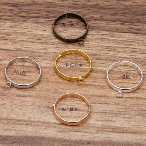 100pcs pure copper simple 18mm ring with 3mm loop adjustable ring blanks findings ring settings accssories