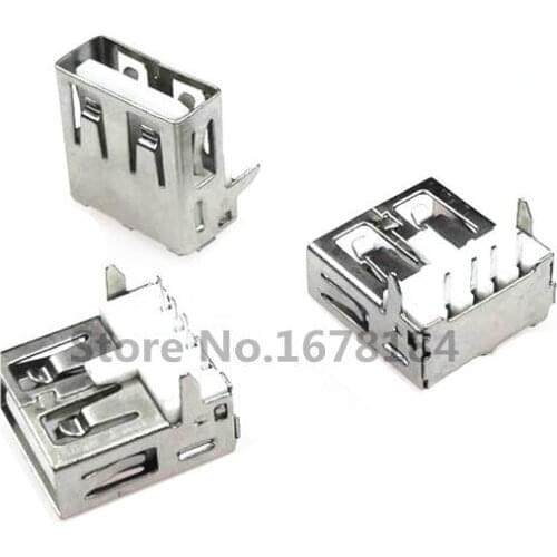 100PCS Right Angle 4 Pin USB Type A Standard Port Female Plug Jacks Connector PCB Socket USB-A type