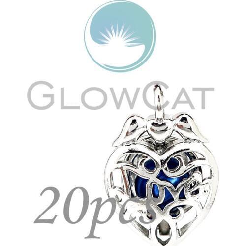 20x Wing Heart Beads Cage Locket Pendant Perfume Diffuser Pearl Cage KK1238