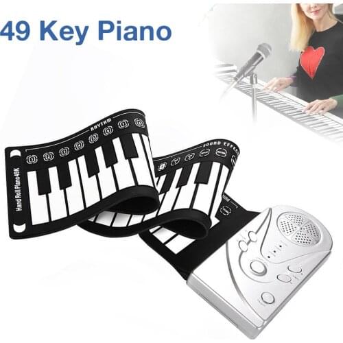 49 Keys Electronic Organ Portable Silicone Flexible Hand Roll Up Piano Built-in Speaker Children Toys Keyboard Organ