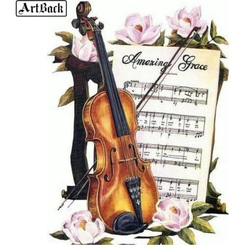 5D diamond painting violin flower icon full square rhinestone diamond embroidery 3d mosaic full round drill watercolor
