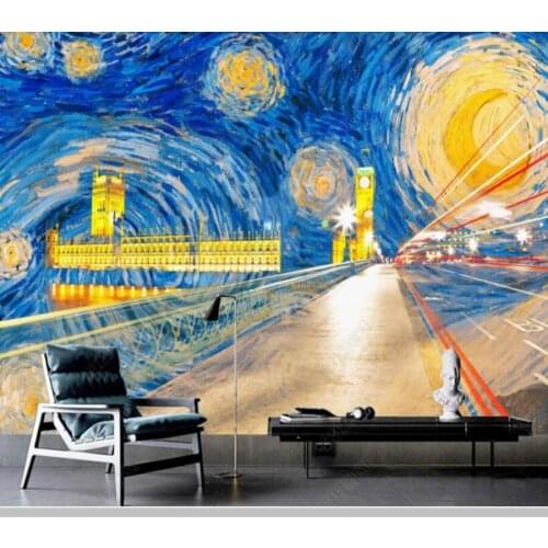Papel de parede abstract golden city architecture oil painting 3d wallpaper,living room bedroom wall papers home decor bar mural