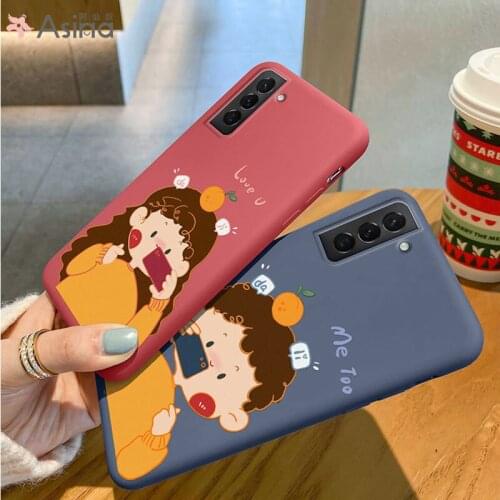 ASINA Cute Couple Case For Samsung Galaxy S21 Ultra S20 S10 S9 Plus Soft Liquid Silicone Cover For Samsung Note 9 10 20 coque