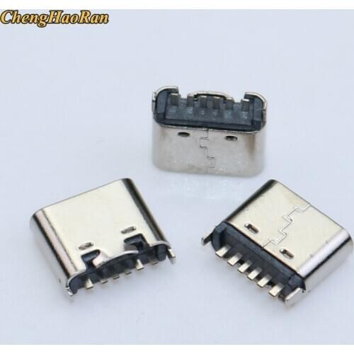 ChengHaoRan 1pcs Micro USB JACK 3.1 Type-C 6pin 180 degree female connector For Mobile Phone Charging port Charging Socket