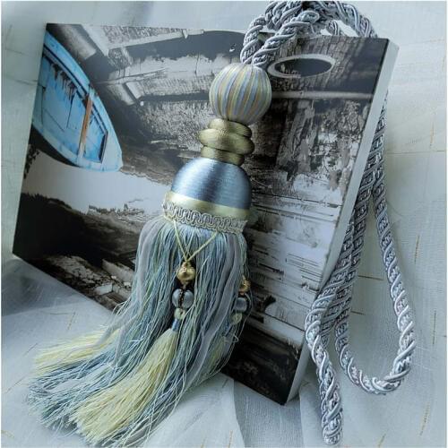 One pair tieback modern curtain hanging ball bean strap striped decorative accessories tassel hanging ear tie tape M302