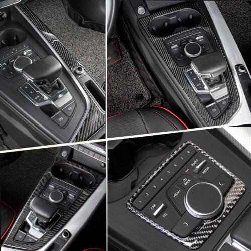 For Audi A4 2017-2019 Carbon Fiber Car Interior Gearshift Air Conditioning Outlet CD Panel Frame Cover Trim Stickers Accessories