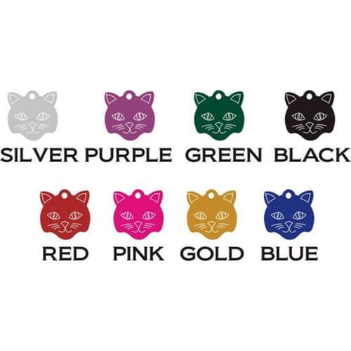 HOT Selling Free Shipping Mix Colors Pet Tags 200 Pcs/ Lot Aluminum Alloy 23*23mm Cat Face shaped Tags Pet ID Tags Dog Name Tag