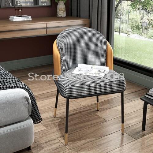 Italian light luxury dining chair home net red houndstooth dressing chair backrest modern minimalist desk bedroom makeup stool