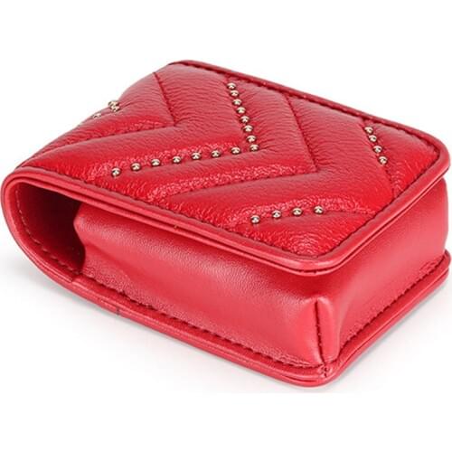 Real Leather Red Envelope With Mirror Makeup Pouch Willow Nail Portable Mini Cosmetic Bags Carry-On Lipstick Box Tide Clutch