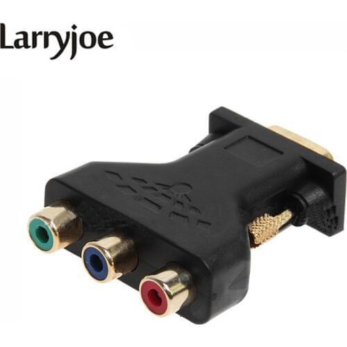 Larryjoe Hot Sale 3 RCA RGB Video Female to HD15-Pin VGA Styple Component Video Jack Adapter VGA TO RCA Adapter