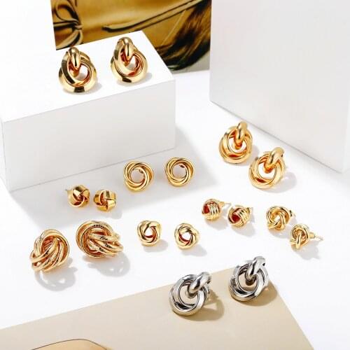 2021 Fashion Punk Minimalism Geometric Chain Copper Ring Ladies Elegant Round Pearl Pendant Earrings Jewelry Gift