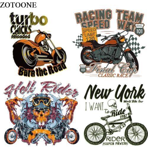 ZOTOONE Motorcycle Patch for Clothes Motor Rider Ironing on Patches Stickers DIY Heat Transfer Accessory Washable Appliques E