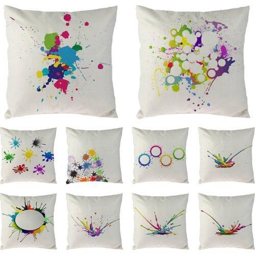 Cotton Linen Material Colorful Stripe Lattice Geometric Pattern Pillowcase Home Sofa Decoration Cushion Cover 1559