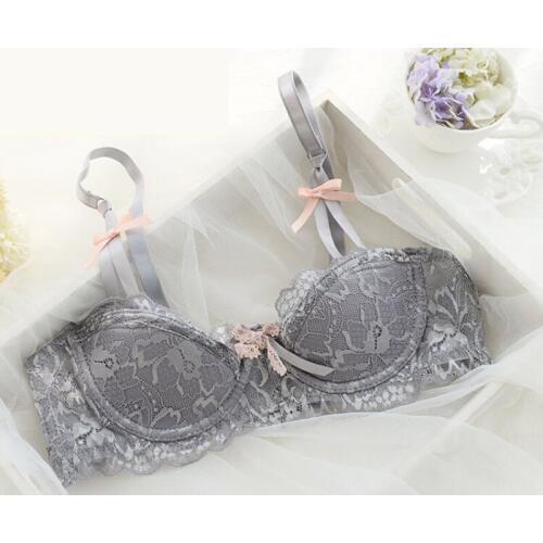New European and American ladies bra thin sexy half-cup lace temptation transparent girl underwear micro gathering on the care