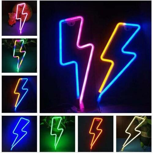 New product neon light hanging type lightning modeling light holiday room bar lighting decoration LED night light 5V USB battery