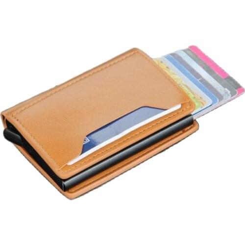 Antitheft Metal Business Credit ID Bank Card Holder Rfid Blocking MagicTrifold Leather Mini Wallet Small Money Bag Male Purses