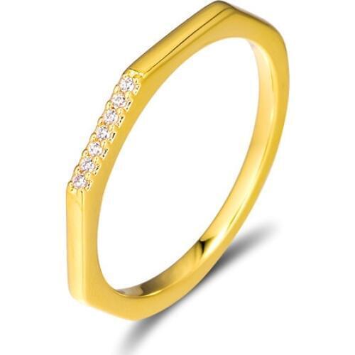 Clear CZ Multifaceted Rings 2019 Golden Shine Jewelry Simple Design Rings for Women Crystal Stackable Girl Ring Jewelry Findings