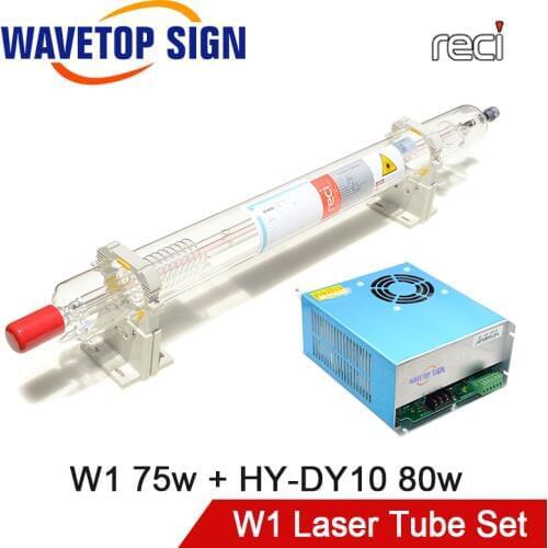 RECI Laser Tube W1 75W + Laser Power Supply DY10 CO2 Laser Tube 80W Length 1050mm Dia.80mm use for CO2 Laser Marking Machine