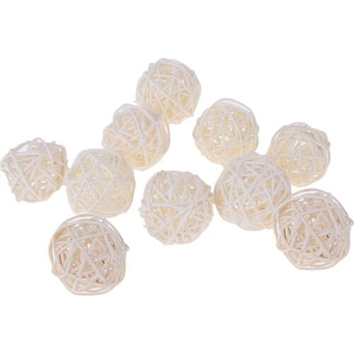 10pieces Big Size Rattan Wicker Ball Ornaments Christmas Party Table Decoration Wedding Adornments 5cm
