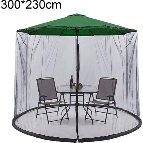 Patio Umbrella Mosquito Net Polyester Mesh Net Screen Universal Canopy Umbrella Net with Zip-fastener Adjustable Rope