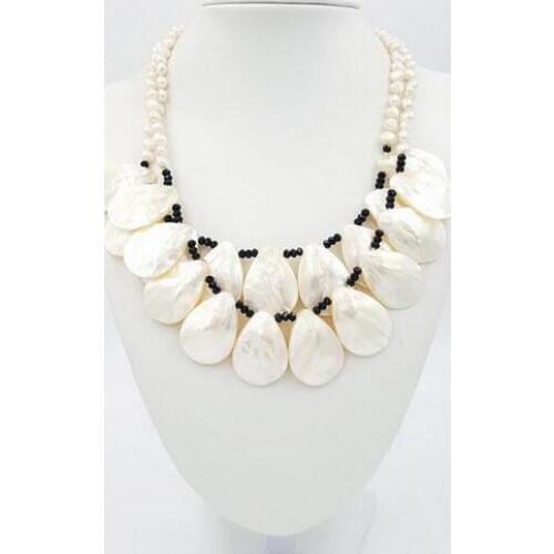 Jewelry Hot selling Natural Stone Shell&White Baroque Freshwater Pearl Beads&a Necklace Fashion Approx 49cm/20inches