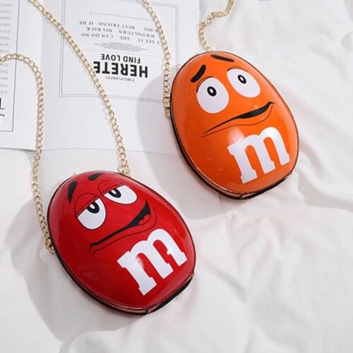 Funny Cartoon Character Letter Shoulder Bags Women Chain Round Hand Bags Ladies Creative Pu Messenger Crossbody Bag Female Bag