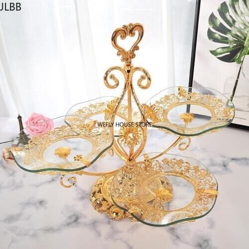 Toughened glass multi-layer European fruit bowl Home living room coffee table Affordable luxury style Lazy Crystal fruit bowl