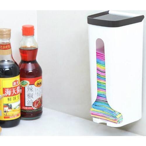 1PC Kitchen Wall-mounted Bathroom Garbage Bag Plastic Storage Organiser Reusable Sundries Storage Box eOK 0601