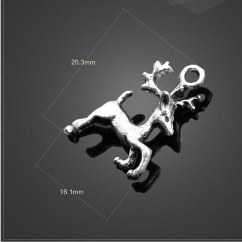 High quality 10 PCS/Lot 16.1mm*20.3mm alloy antique silver plated animal deer charm