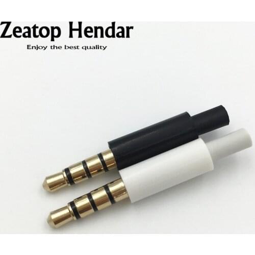 10Pcs Mini 3.5mm Stereo Headset Jack 4 Pole 3.5 Audio Plug Adaptor Connector for Iphone White and Black Gold plated