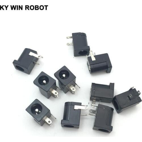 10Pcs Hot Sales DC-005 Black DC Power Jack Socket Connector DC005 5.5*2.1mm 2.1 socket Round the needle