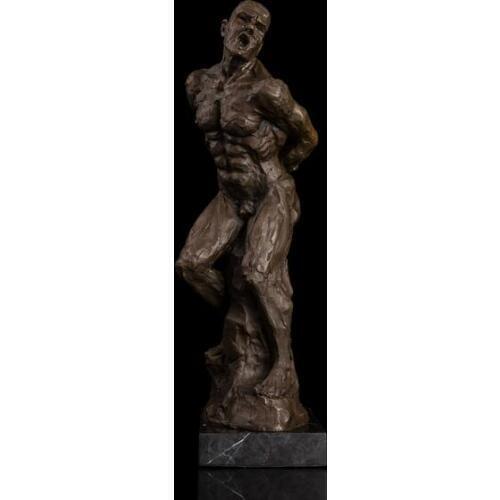 17.3" abstract Art Deco Sculpture Bronze Marble Nude Body Man Art Deco Figurine